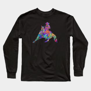 Barrel racing rider watercolor art Long Sleeve T-Shirt